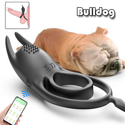 kaufen Stretchy Vibrating Cock Männlicher Ring Vibrator mit Hasen Ohren Klitoris Hoden Stimulation Sextoys online manufacture