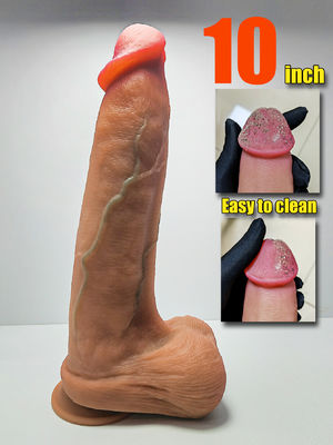 Màn phallus màu nâu khổng lồ giống như làn da sống động cảm giác dương vật cho các cặp vợ chồng nam và nữ